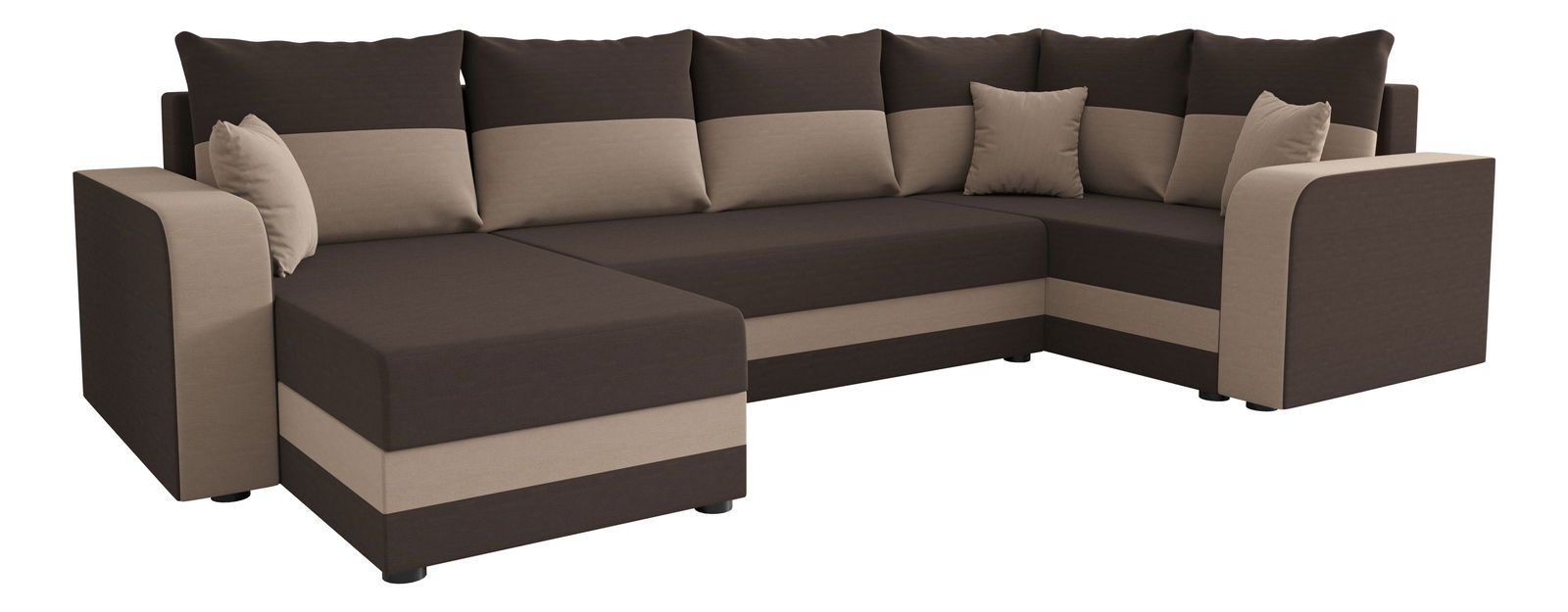Rohová sedačka ve tvaru U Harmony Long (tmavě hnědá + béžová) (P)