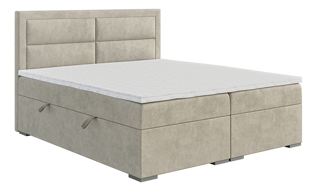 Boxspring postel 120 cm Menorra (světlobéžová) (s matrací a úl. prostorem)