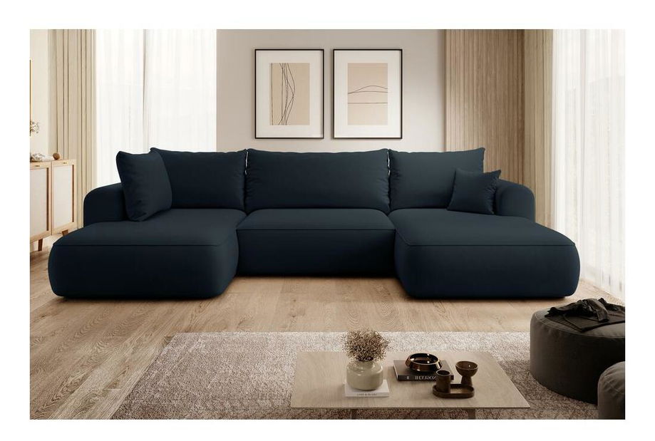 Rohová sedací souprava ve tvaru U Olivo U (L) (modrá + černá)