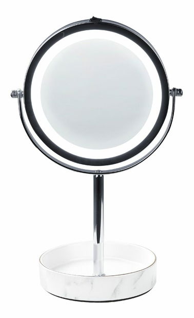 Kosmetické zrcadlo Shevaun (stříbrná + bílá) (s LED osvětlením)