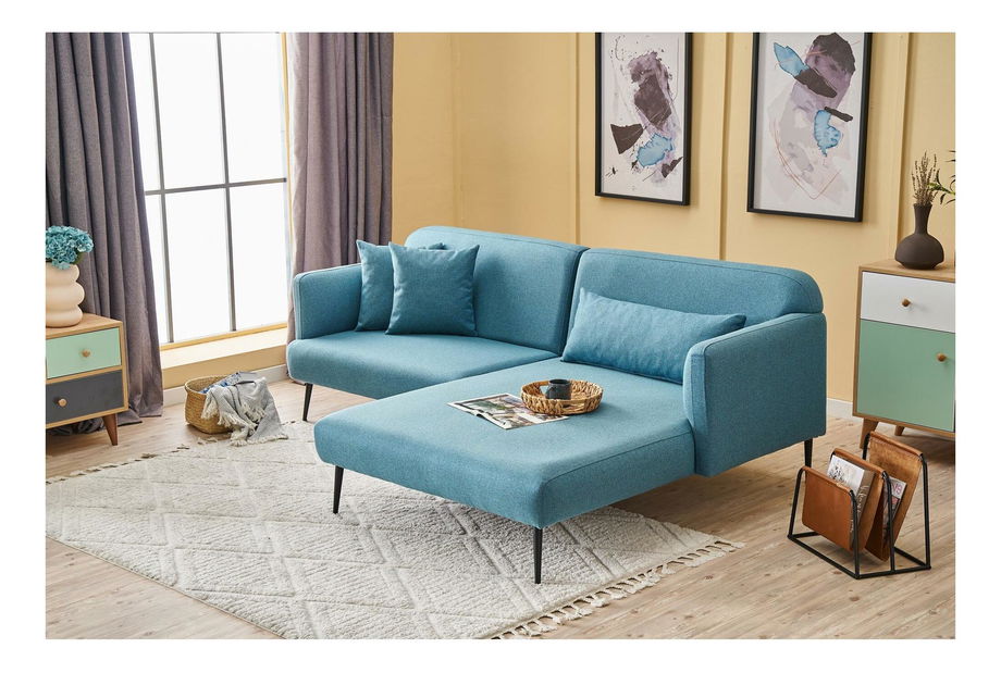 Rohová sedačka Revosatta (P) (tyrkysová + černá)