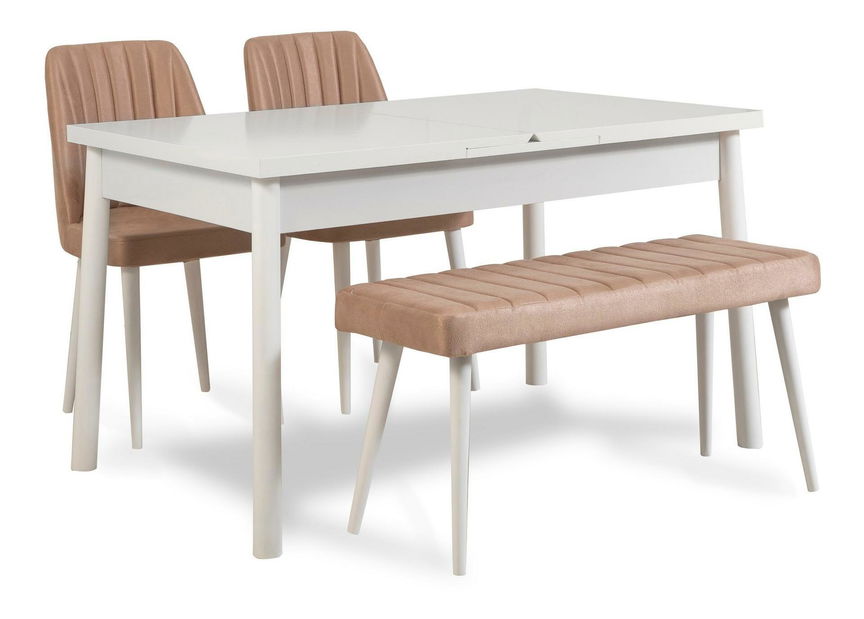 Jídelní set Vlasta 4 (bílá + kámen) (pro 4 osoby)