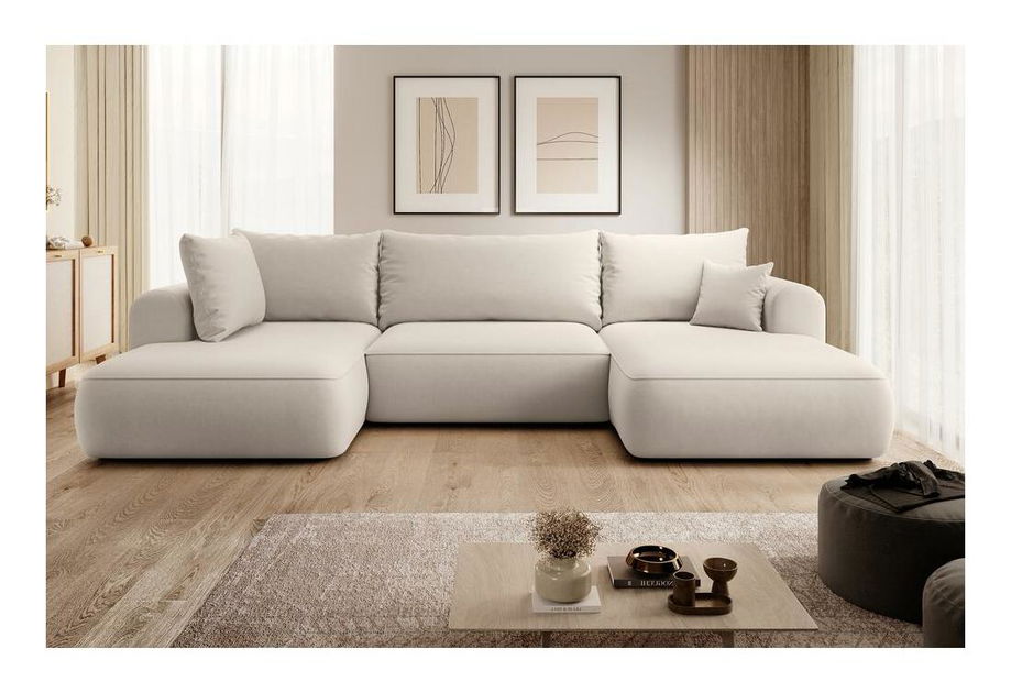 Rohová sedací souprava ve tvaru U Olivo U (L) (béžová + černá)