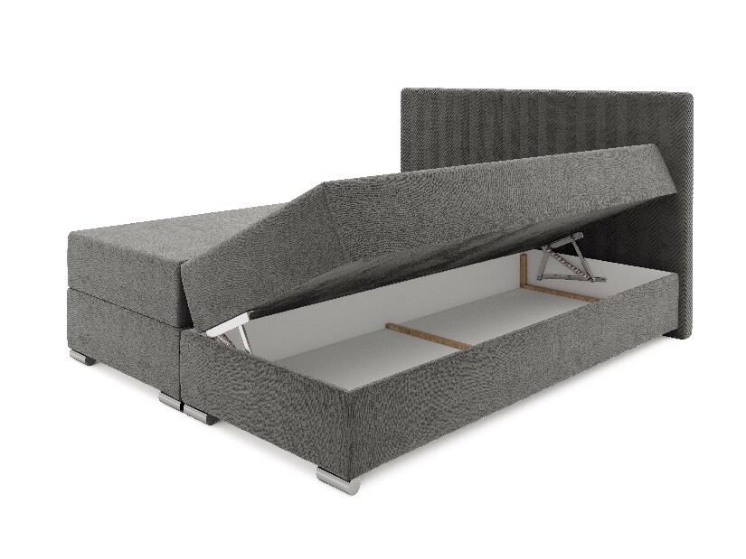 Manželská postel 160 cm Boxspring Penarth Comfort (černá) (s roštem, matrací a úl. prostorem)