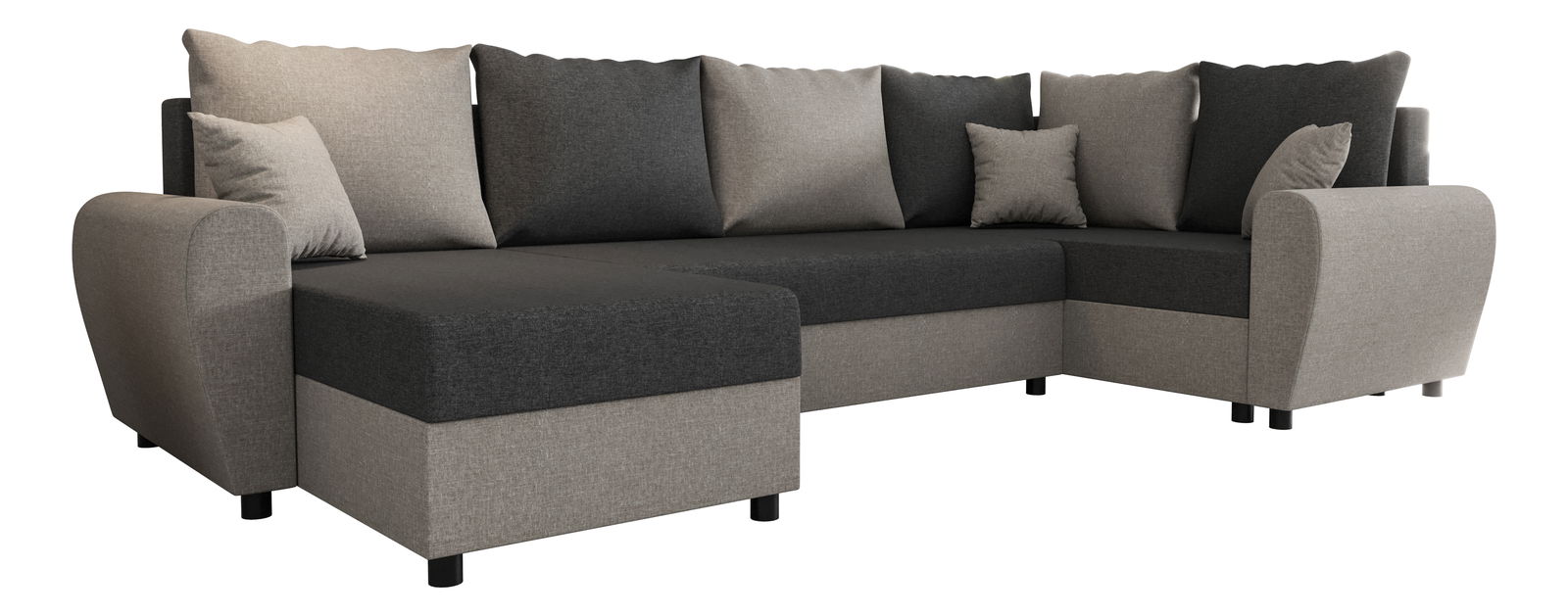 Rohová sedačka ve tvaru U Fleur Long (hnědá + šedá) (P)