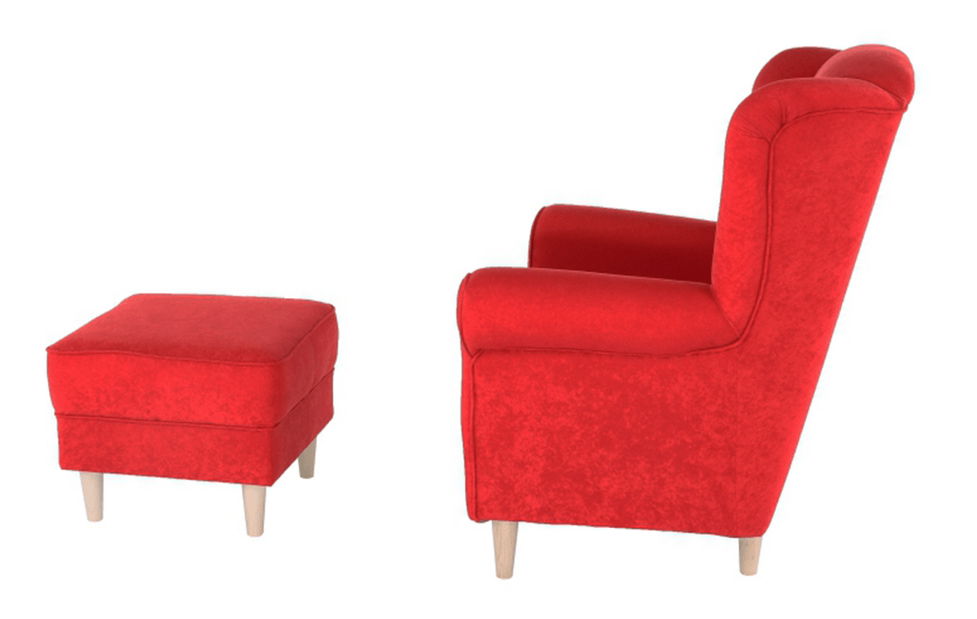 Křeslo ušák s taburetem Aevo červená
