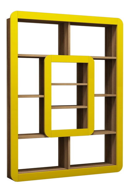 Regál Oskar (Ořech + Žlutá)