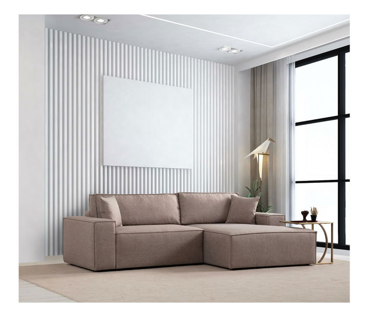 Rohová sedačka Pirlofenzza (s úl. prostorem) (P) (hnědá)