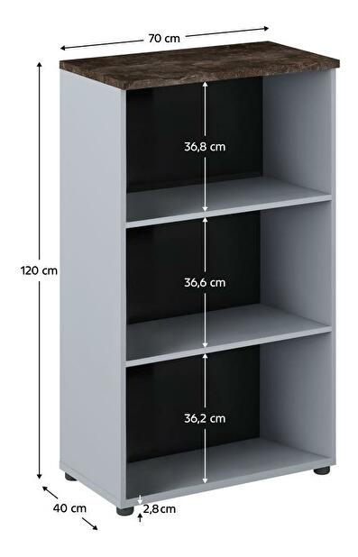Regál Klodekas 4 (šedá + beton tmavý)