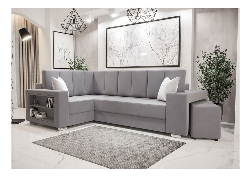 Rohová sedací souprava Lush (hnědá + tmavě hnědá) (L)