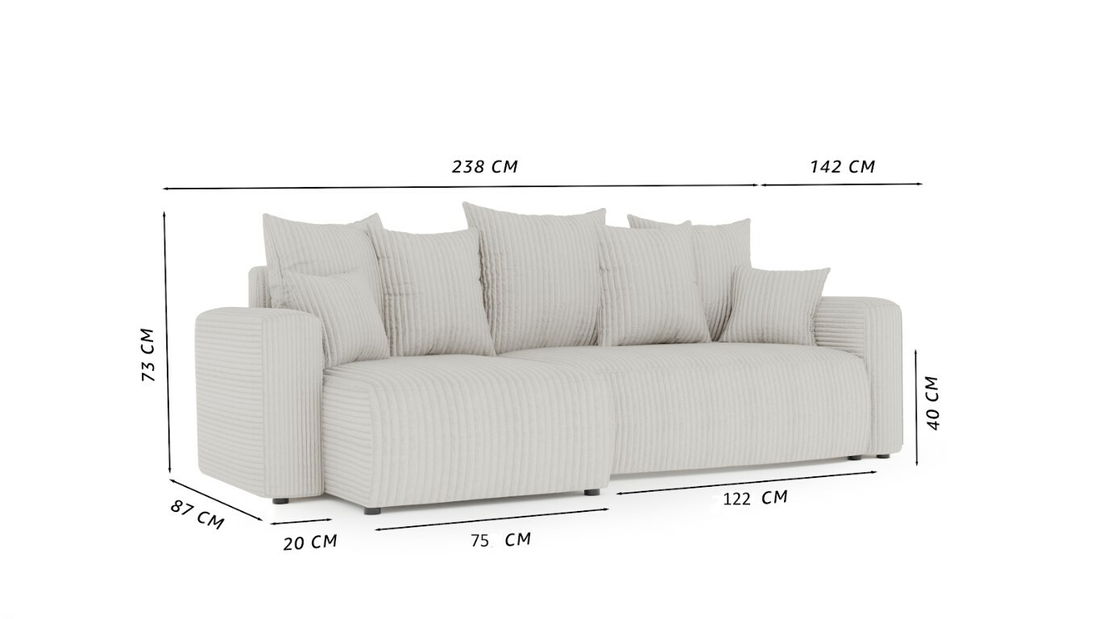 Rohová sedačka Denia (P) (tmavě modrá)