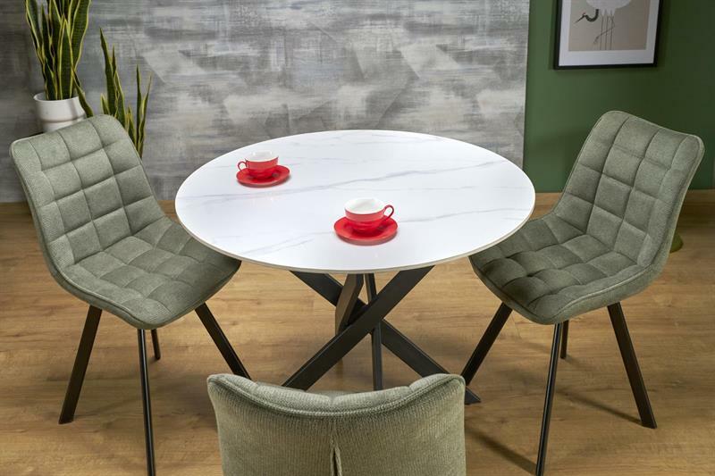 Jídelní stůl Edgaro 2 (bílý mramor + černá) (pro 4 osoby)