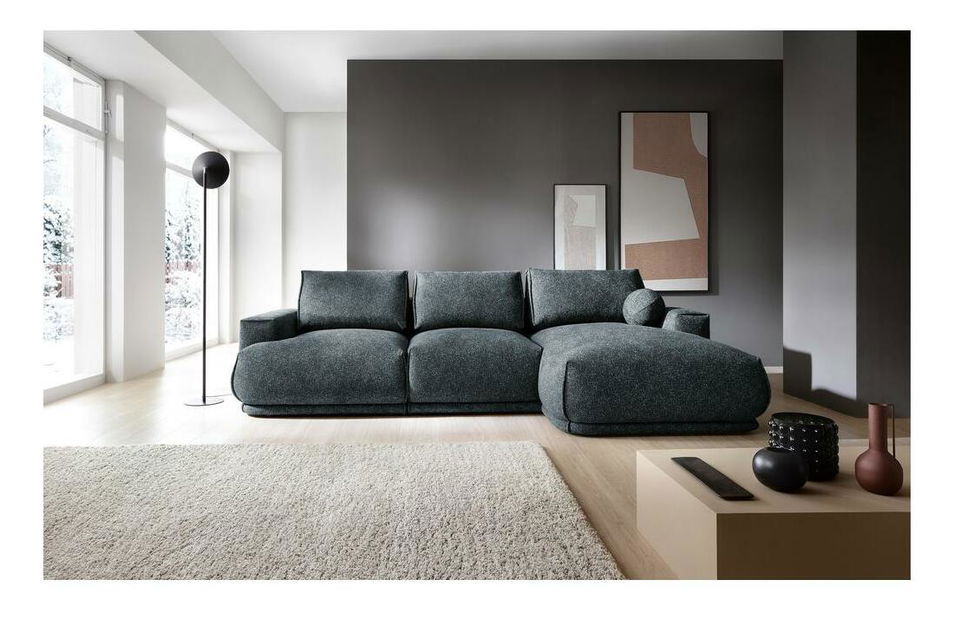 Rohová sedací souprava Dita (P) (tmavě modrá + černá)