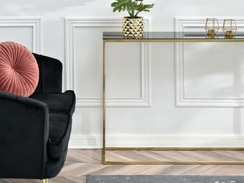 Konzolový stolek Bella Kons (černá + zlatá)