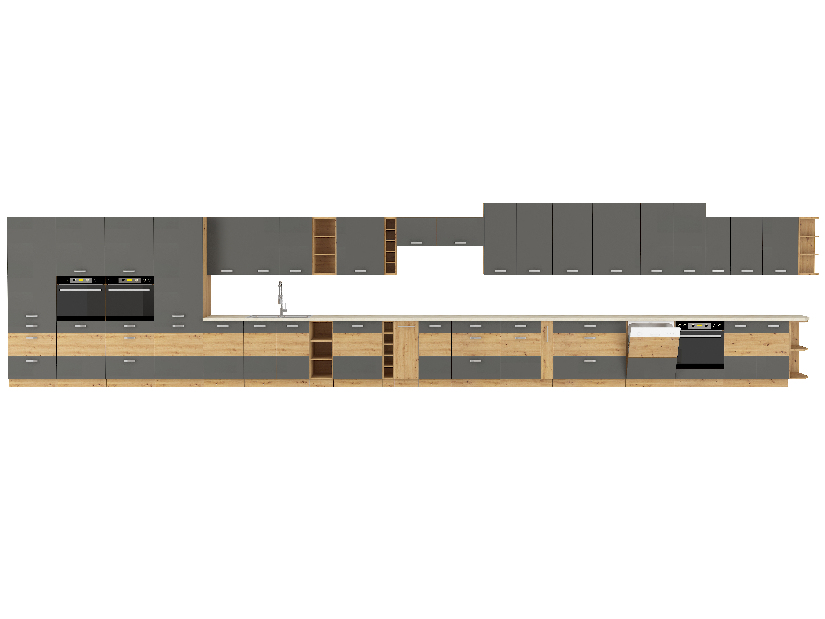 Kuchyně Arryn 260 cm (dub artisan + šedá)