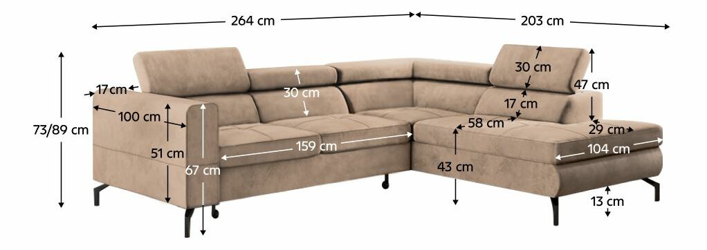 Rohová sedací souprava BALTIC (světlohnědá)