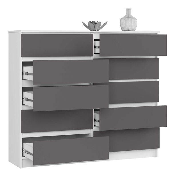 Komoda Keanu V (bílá + šedý grafit)