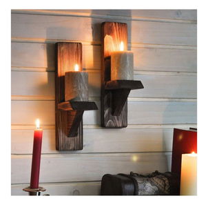 Set 2ks. poliček na svíčku Baboma 5 (ořech)