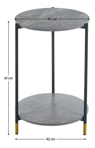 Konferenční stolek Galio (šedý mramor + černá)