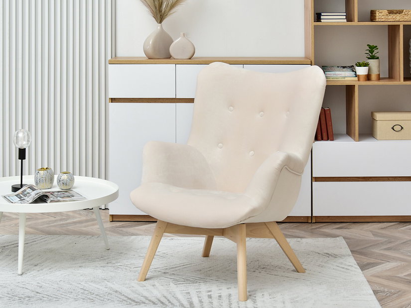 Designové křeslo Florentino (krémová + ořech)