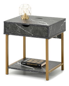 Noční stolek Emmo (černý mramor + zlatá)