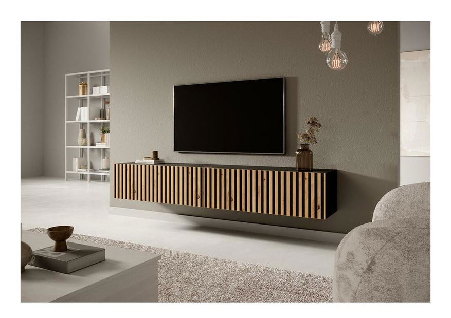 TV skříňka/stolek Tenessie 175 (černá + dub artisan)