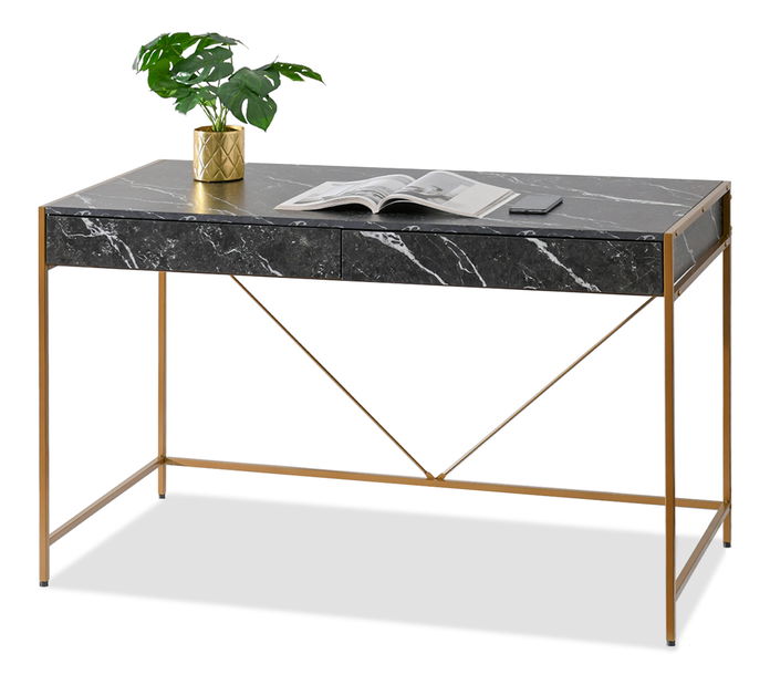 PC stolek Unica (černý mramor + zlatá)