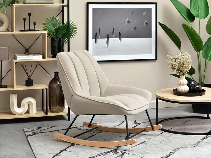 Křeslo Bertie (béžová + buk černý)