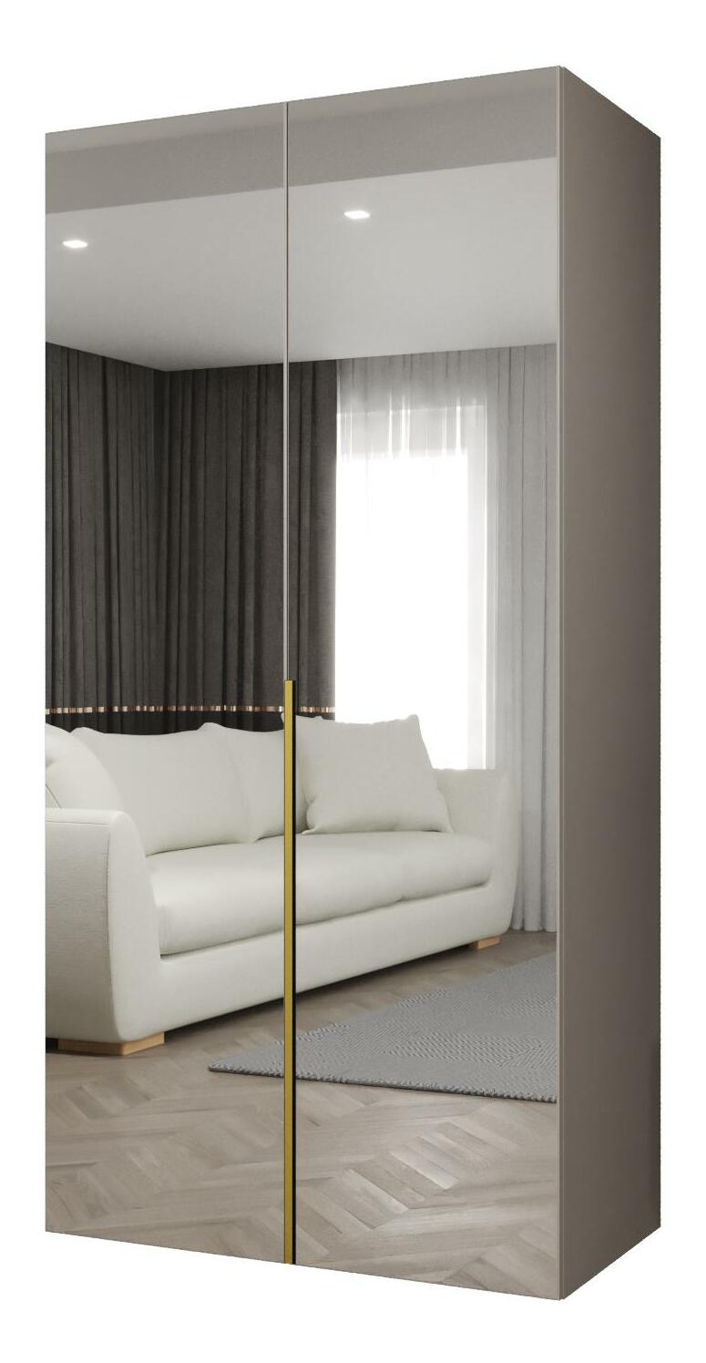 Šatní skříň 100 cm Alice 3 (kašmír + zlatá)