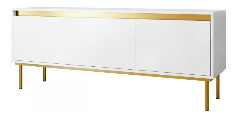 TV skříňka Gelean 3D (bílá + zlatá)