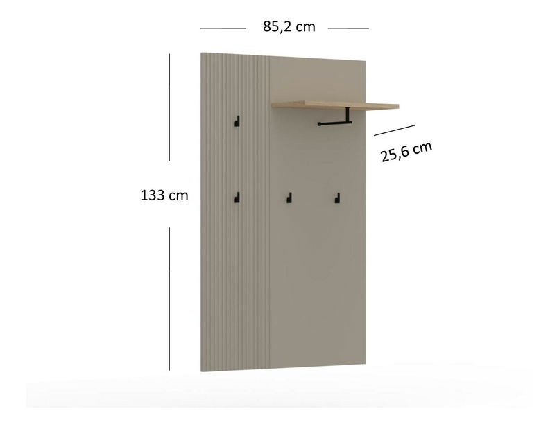 Věšákový panel Demandaron (taupe + dub silverjack)