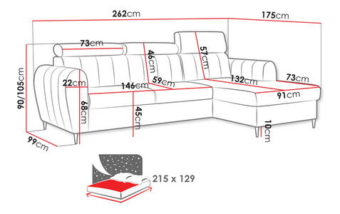 Rohová sedačka Potazuro Mini (modrá) (s úl. prostorem) (P)