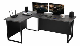 Rohový pc stůl Vintid (tmavý beton)