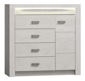 Komoda Nadenas N17 (dub craft bílý) (s LED osvětlením)