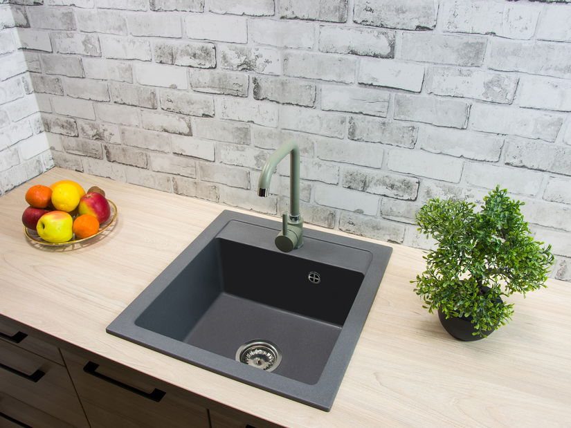 Kuchyňský dřez Borodus (šedá) (bez otvoru pro baterii)