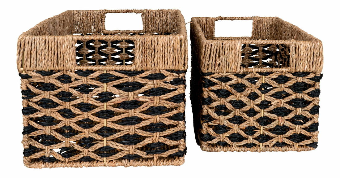 Set 2 ks košíků Salmira (černá + přírodní)