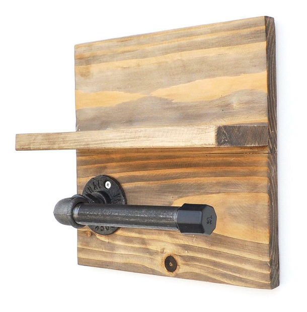 Nástěnný držák na toaletní papír Nenanu 7 (ořech + černá)