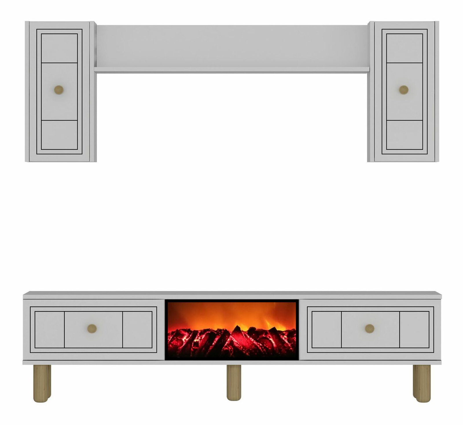 Obývací stěna s krbem Darino (bílá)