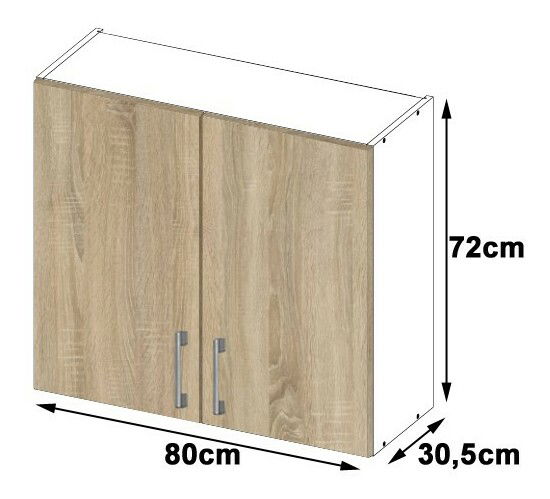 Horní kuchyňská skříňka Lula W80 H720 (bílá + dub sonoma)