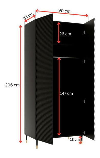 Šatní skříň Imperotta I06 (černá)