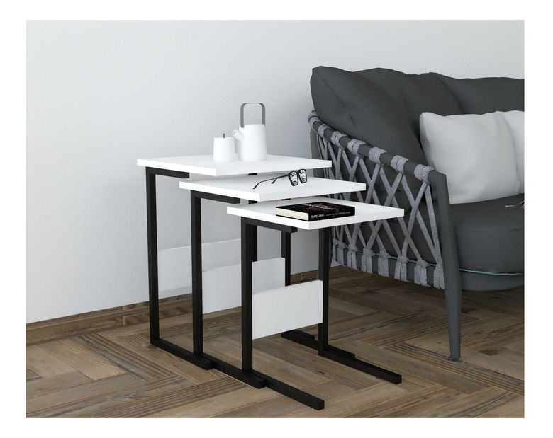 Set 3ks. konferenčních stolků Bameni (černá + bílá)