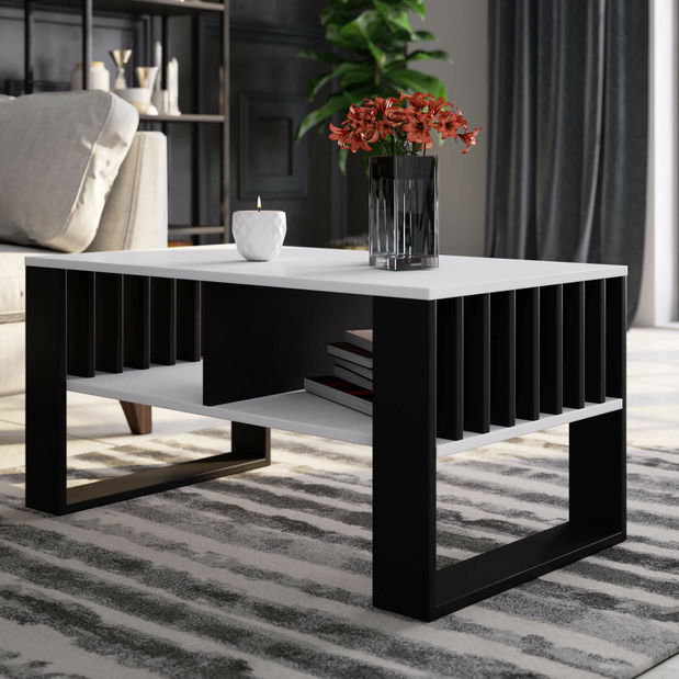 Konferenční stolek Renunciara (bílá + černá)