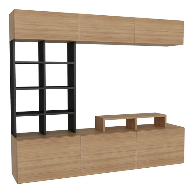 Obývací stěna Salsa (teakové dřevo + černá)