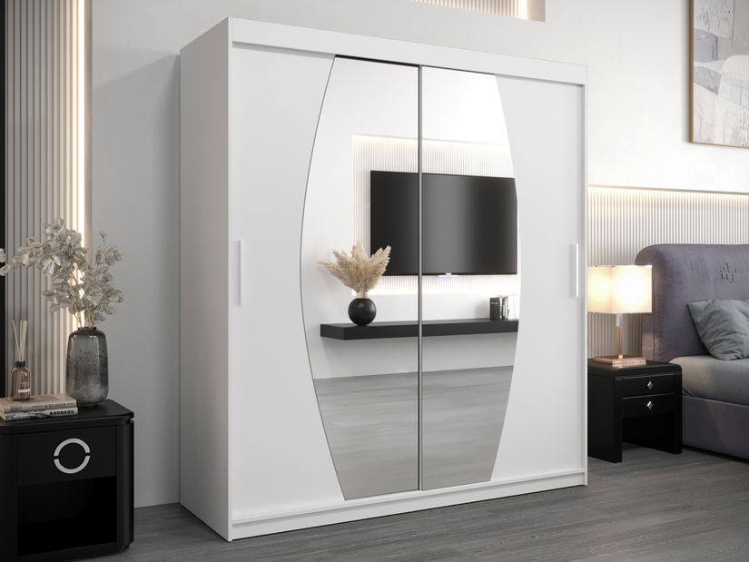Šatní skříň 180 cm Eclipse (bílá matná + bílá matná)