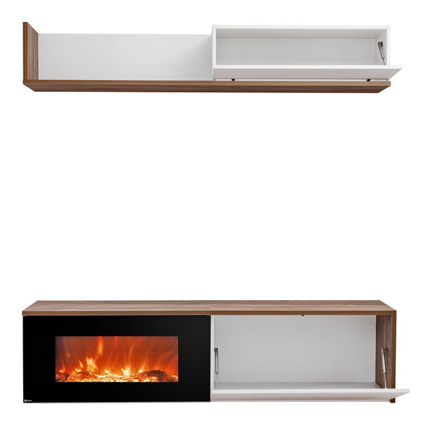 Obývací stěna s elektrickým krbem Donberry E (dub sterling + bílá matná)