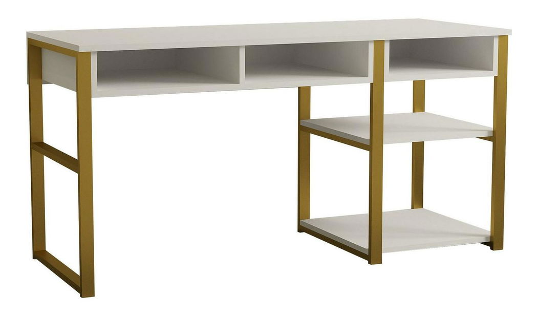 PC stolek Emiro (bílá + zlatá)