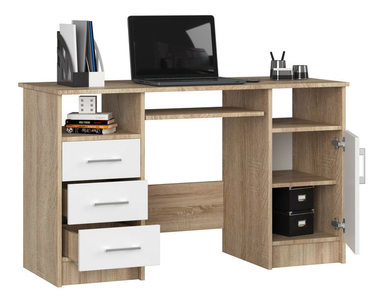 PC stolek Aziza (dub sonoma + bílá)
