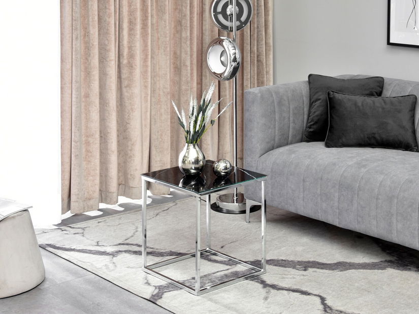 Konferenční stolek Bella S (černý mramor + chromová)