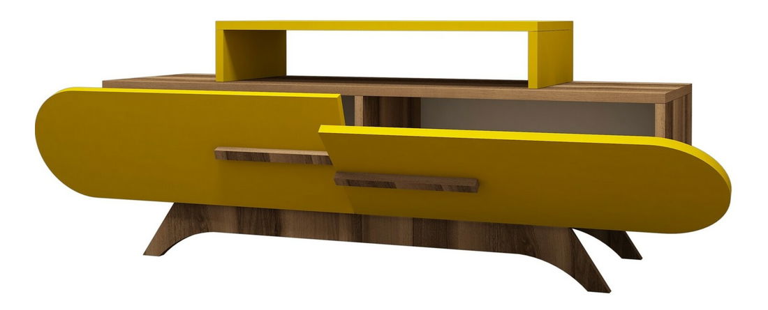 TV stolek/skříňka Dolphie (Ořech + Žlutá)