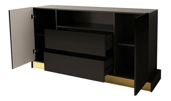 Komoda Petito (černý lesk + zlatá) *výprodej